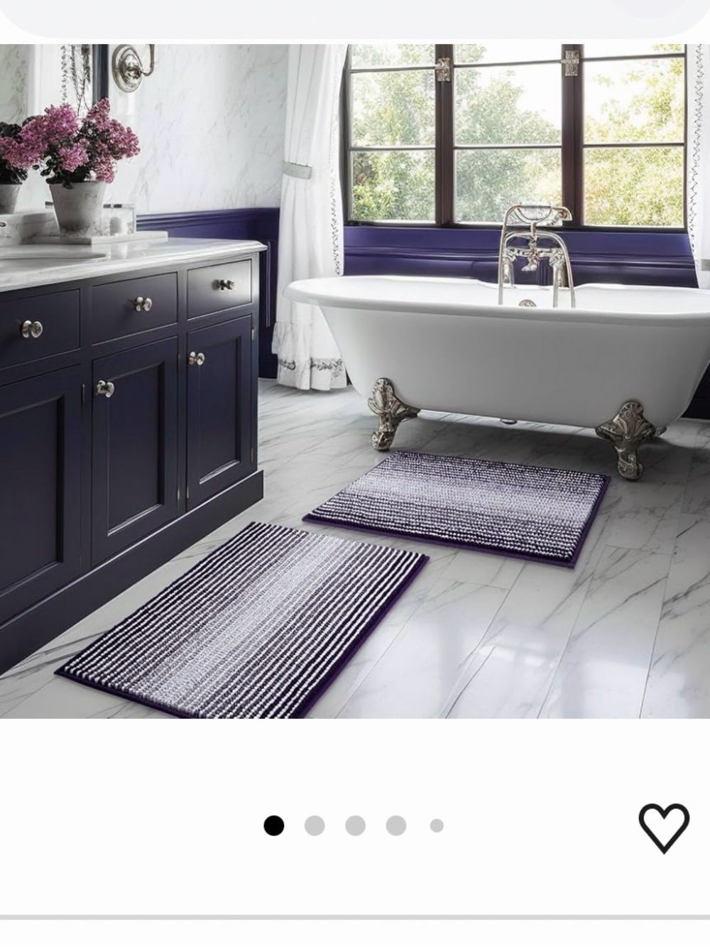 Bathroom Rugs Sets 2 Piece, Non Slip Striped Bath 20"x32" Plus 16” x 24”